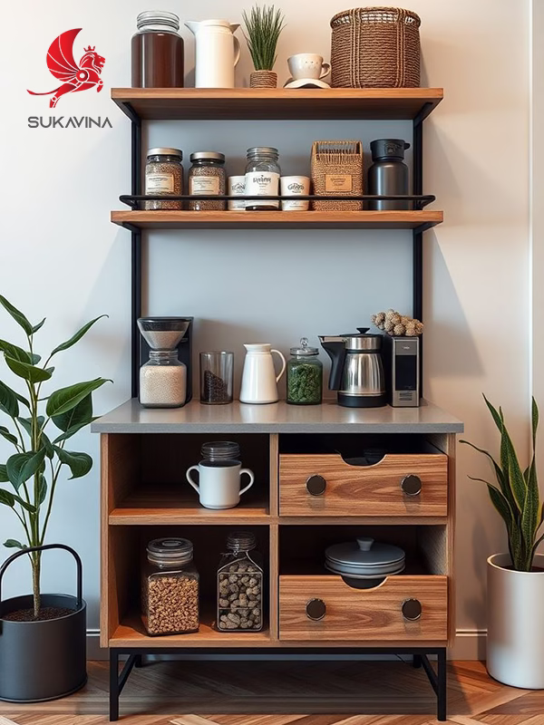 KỆ BẾP KHUNG SẮT SƠN TĨNH ĐIỆN KẾT HỢP GỖ MDF – GIẢI PHÁP VỪA BỀN VỪA ĐẸP