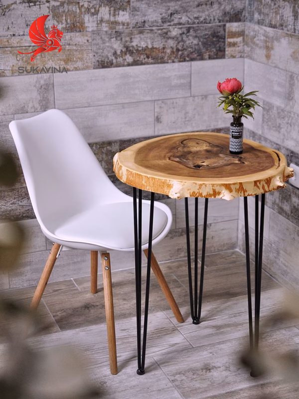 mẫu bàn chân sắt thanh mảnh mặt gỗ tròn đẹp